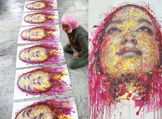 Hom Nguyen Lithograph La fille en rose