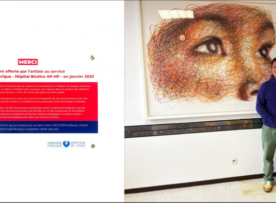 Hom Nguyen Donation of a work to the pediatric surgery department of the Kremlin Bicêtre Hospital.